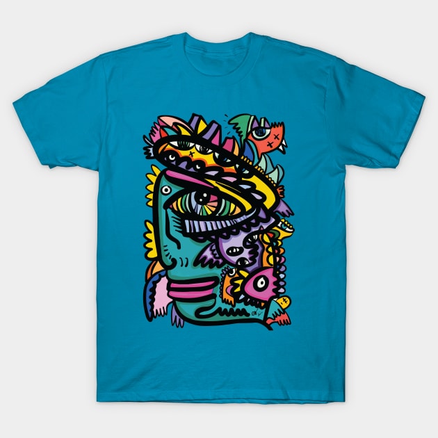 Aztec Mask of Life and Dreams T-Shirt by signorino